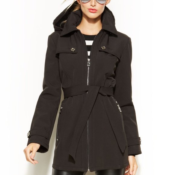 Michael Kors Belted Jacket W/Removable Hood SZ L - Picture 9 of 12